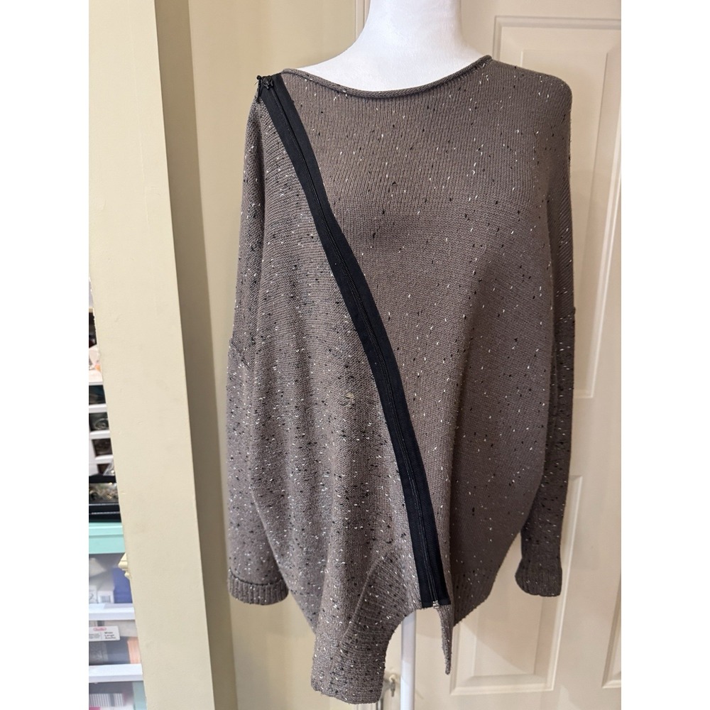 Ball Of Cotton BOHO ASYMMETRICAL OVERSIZED Zipper SWEATER/ TUNIC - Picture 2 of 7